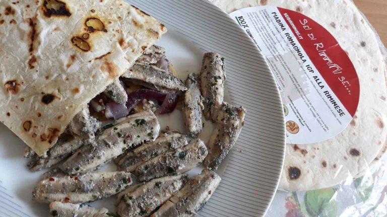 Piadina con alici marinate a caldo